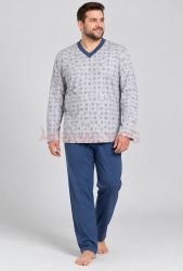 Мъжка пижама памук, макси размери 3XL - 5XL
