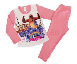 Детска памучна пижама с Гризли, размери 104см - 128см 