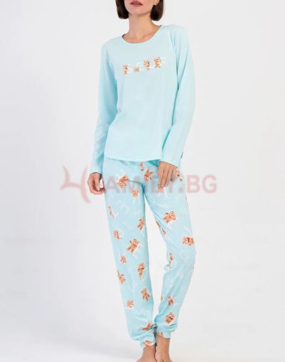 Дамска пижама с мечета, размери S - XL