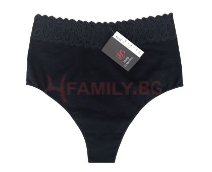 Черен стринг с висока талия, размери S - XL