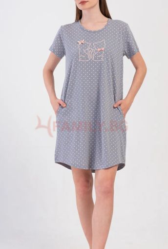 Макси дамска нощница с къс ръкав размери 1XL - 4XL