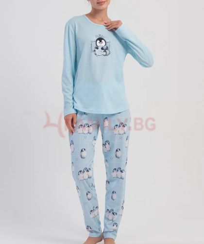 Дамска пижама с пингвини, размери S - XL