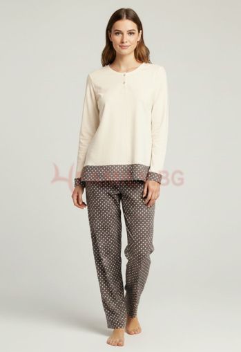 Дамска пижама в шампан интерлог, размери L - 3XL