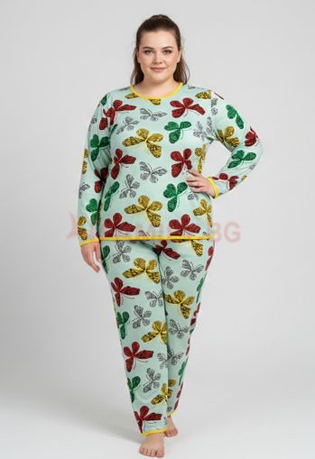 Макси ватирана пижама Пеперуди, размери 4XL - 5XL
