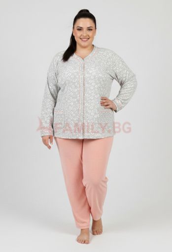 Макси ватирана пижама с копчета, размери 3XL - 5XL