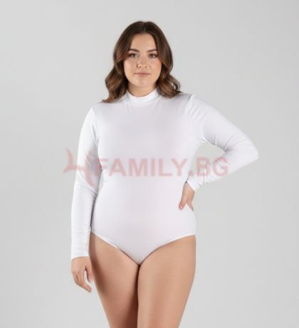 Макси бяло боди полуполо, размери 2XL - 3XL