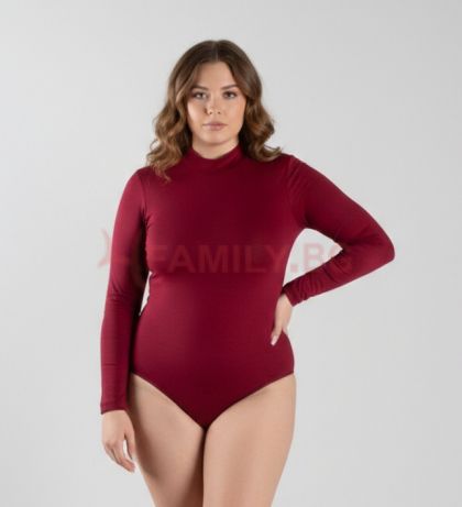 Макси боди полуполо бордо, размери 2XL - 3XL