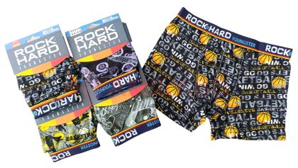 Детски памучни боксерки ROCK HARD – 5 броя, размери 9 - 15 год