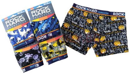 Детски памучни боксерки ROCK HARD – 5 броя, размери 9 - 15 год