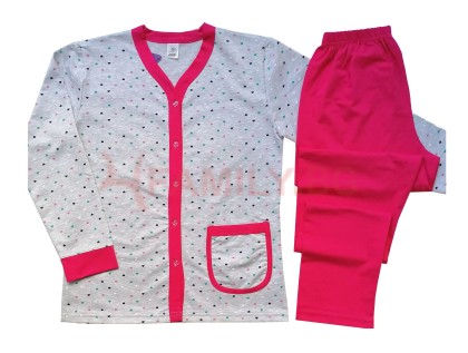 Дамска пижама Цветни сърца, размери L - 3XL