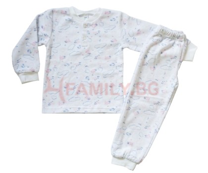 Детска пижама хавлиена Облачета, размери 98см - 104см