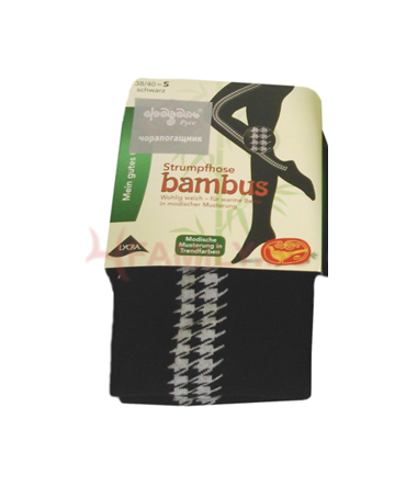 Дамски чорапогащи Бамбук черни с бял мотив, размери S - M