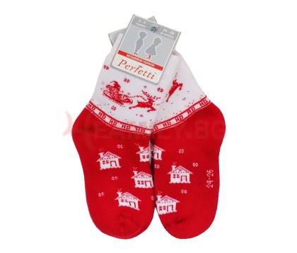 Коледни термо чорапи Дядо Коледа с елени, размери 2г - 8г