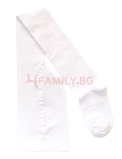 Бял чорапогащник памук, размери 116см - 146см