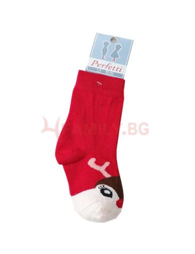 Коледни чорапи с еленче, размер 1-2г