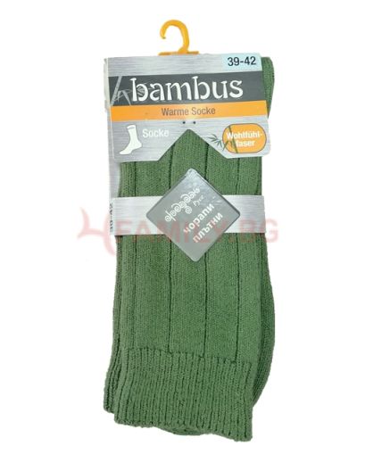 Плътни чорапи Бамбук зелени,  размери 39 - 46
