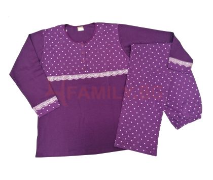 Дамска пижама интерлог тъмнолилава, размери XL - 2XL