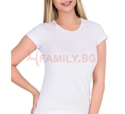 Бяла дамска тениска, размери S - XL