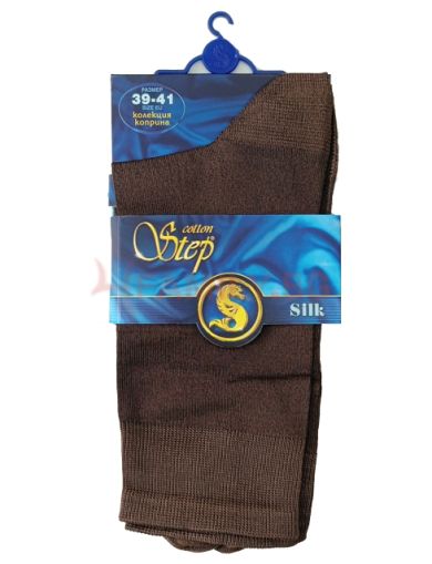 Мъжки кафяви чорапи коприна, размери 39 - 47