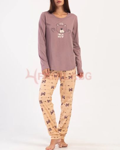 Дамска пижама с мечета, размери S - XL