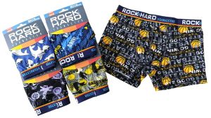 Детски памучни боксерки ROCK HARD – 5 броя, размери 9 - 15 год