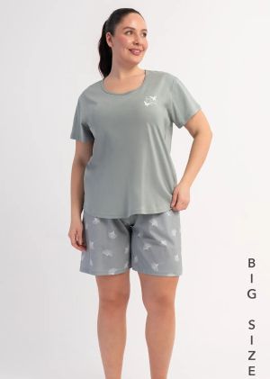 Макси дамска пижама с къс ръкав, размери 1XL - 4XL