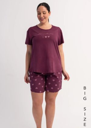 СУПЕР макси дамска пижама с къс ръкав, размери 5XL - 7XL