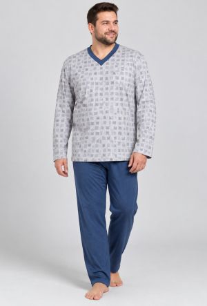 Мъжка пижама памук, макси размери 3XL - 5XL