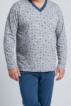 Мъжка пижама памук, макси размери 3XL - 5XL