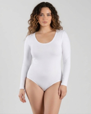 Макси бяло боди дълъг ръкав размери 2XL - 3XL