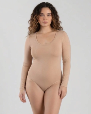 Дамско макси боди бежово размери 2XL - 3XL