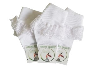  Бели бебешки чорапи с дантела, размер 6-12м