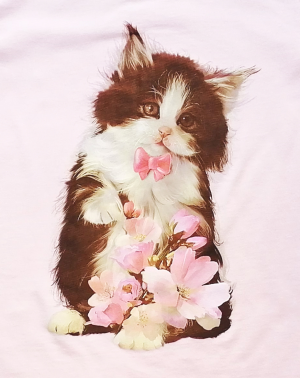  Памучни пижами Коте с цвете, размери 9г - 12г