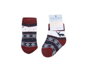 Коледни термо чорапи с Елени, размер 0-12м