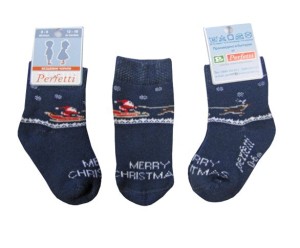 Коледни термо чорапи с Дядо Коледа и елени, размер 3-4г