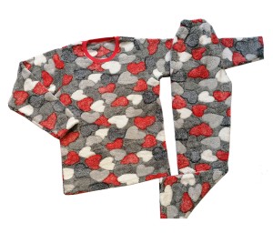  Дамски пухени пижами Сърца, размери XS - 2XL