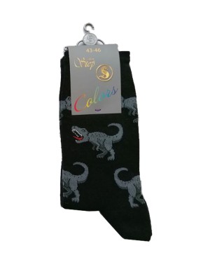 Черни чорапи с мотив Динозаври, размери 43-46