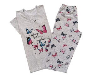 Дамски макси пижами къс ръкав и 7/8 панталон,  размери XL - 3XL