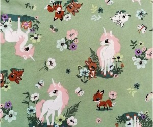 Детска пижама Еднорог в цветна градина, размери 92см - 146см