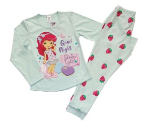 Детски памучни пижами с Ягодка, размери 116см - 128см