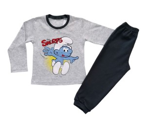 Детска пижама интерлог със Смърфи, размери 92см - 128см