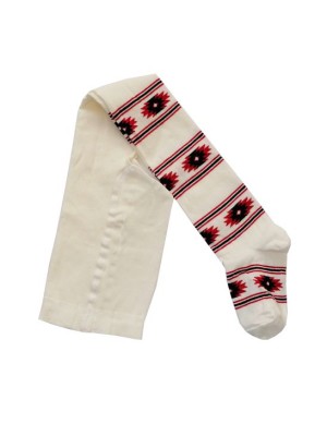  Детски бял чорапогащник с шевици, размери 92см - 146см