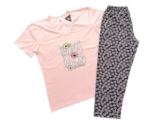  Дамски пижами Flowers, 7/8 панталон, размери M - XL