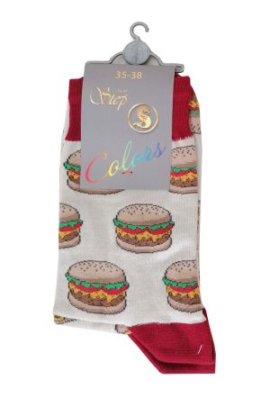 Различни чорапи с хамбургер и хотдог, размери 35-42