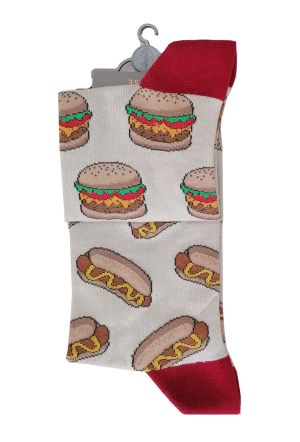 Различни чорапи с хамбургер и хотдог, размери 35-42